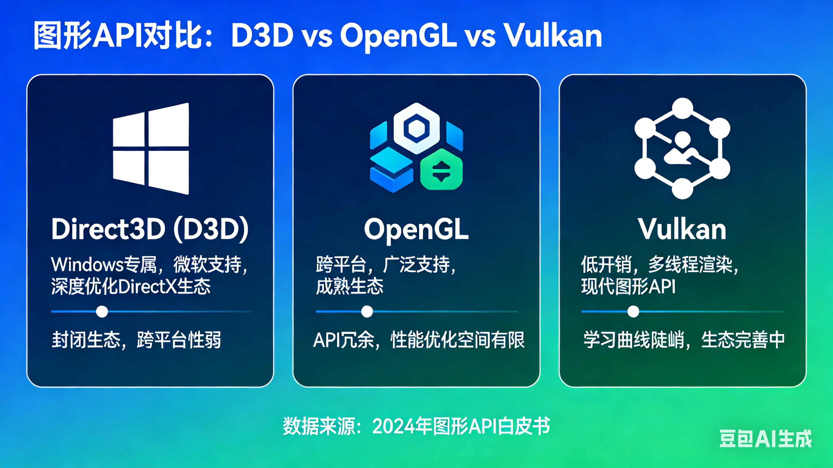 三大主流图形 API 核心特点及差异对比
